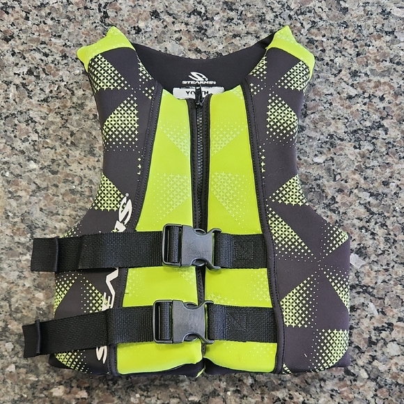 Kids Swim Vest - Neon Green and Black - Picture 1 of 7